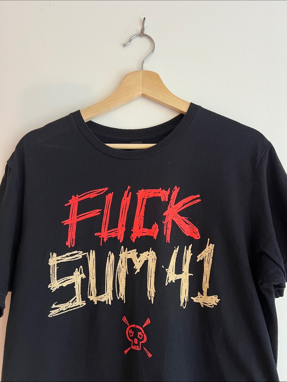 Sum 41 Band Black Graphic Tee with Red and Cream Lettering